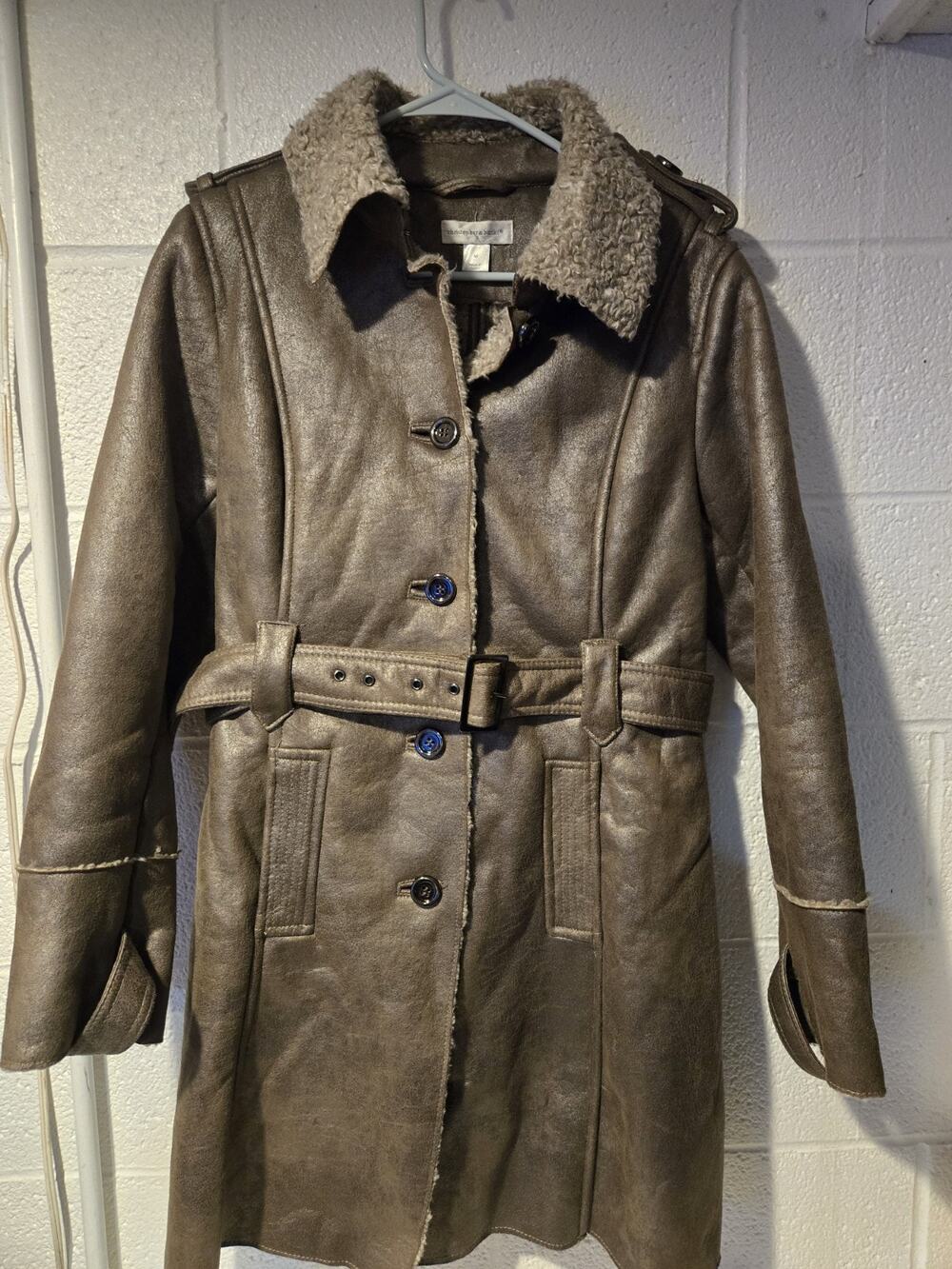 Christopher Banks Womens Faux Gray Suede Coat M Used Good Condition